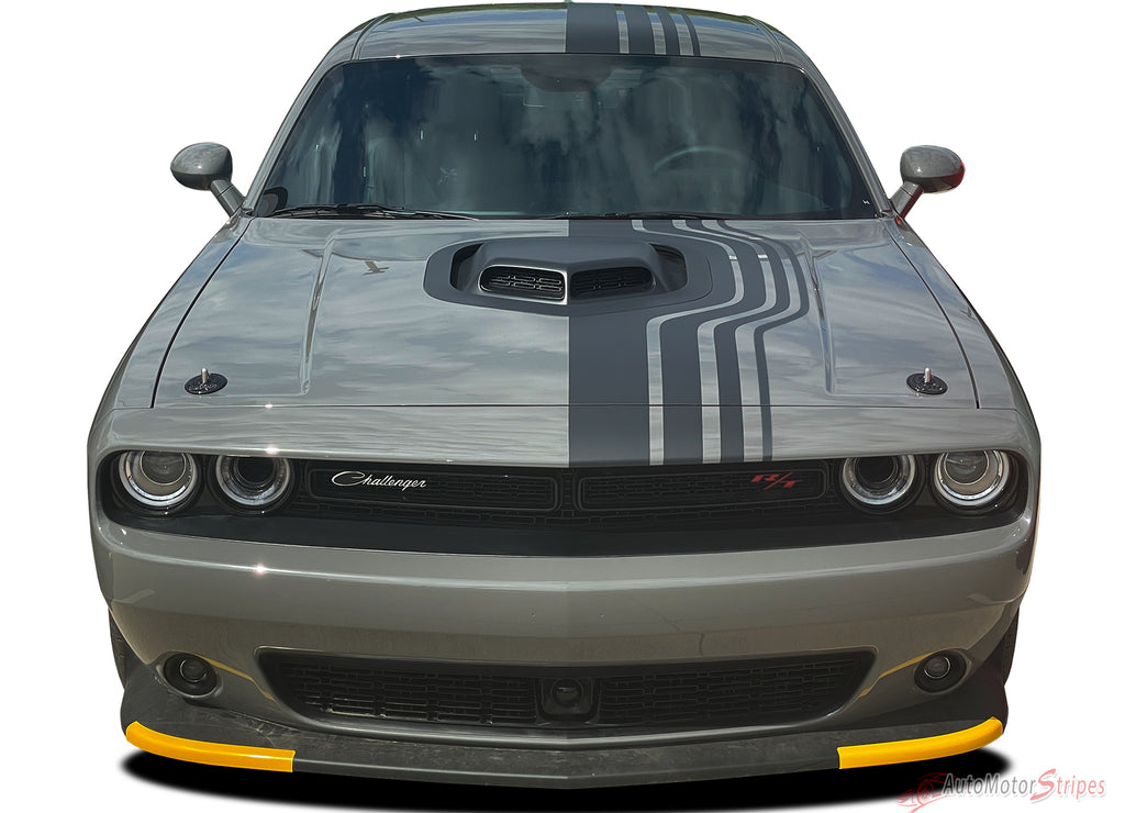 2015-2023 Dodge Challenger SIDEWINDER Offset Racing Stripes for Shaker Style Hood Vinyl Graphic Roof Trunk Decals 3M Decals