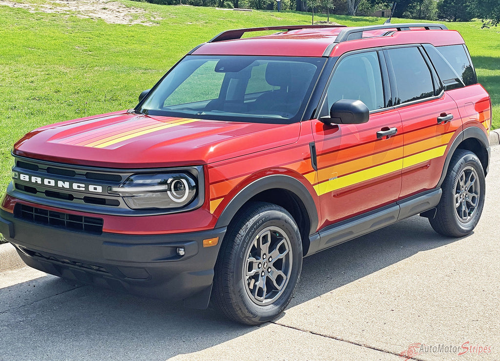 2021-2024 Ford Bronco Sport SUNSETTER DIGITAL Side Body Door Vinyl Graphics with Hood Stripes Decals Kit