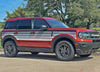 Detailed view of 2021-2025 Ford Bronco Sport SUNSETTER DIGITAL MONO Side Body Door Vinyl Graphics with Hood Stripes Decals Kit