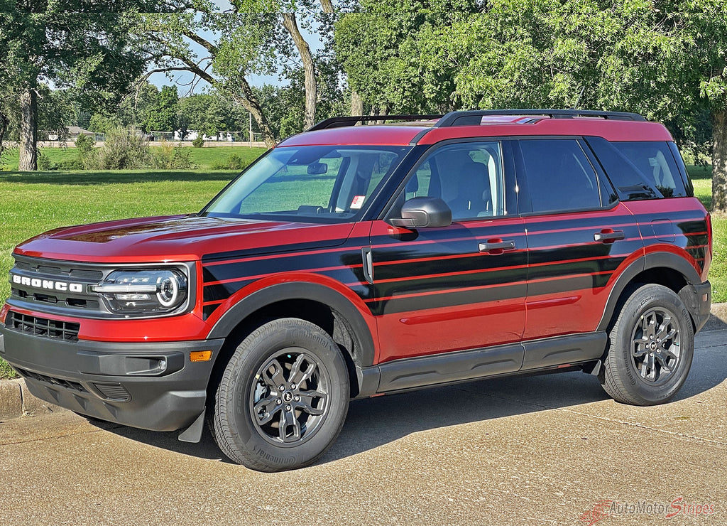 2021 2022 2023 2024 Ford Bronco Sport SUNSETTER SOLID COLOR Side Body Door Vinyl Graphics with Hood Stripes Decals Kit