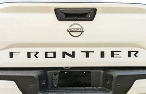 Rear view of 2022-2024 Nissan Frontier Tailgate Text Letters Decals Vinyl Graphics Stripes Kit