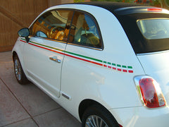 2011-2019 SE 5 ITALIAN APPLIQUE STRIPE : Gucci Style Fiat 500 Abarth Door  to Rear Wrap Around Vinyl Graphics Kit - MoProAuto
