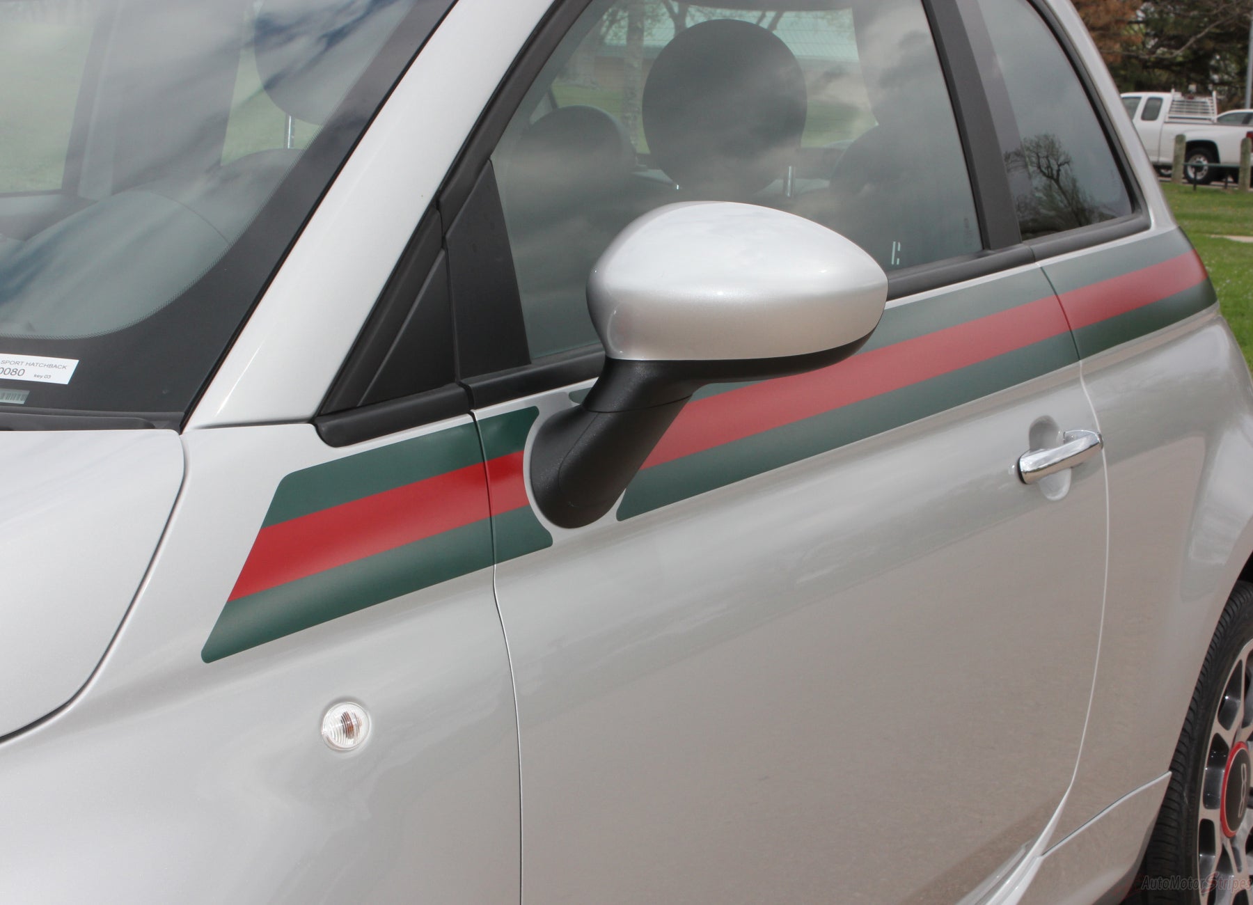 2007-2020 Fiat 500 Italian Gucci Red Green Flag Upper Door Accent