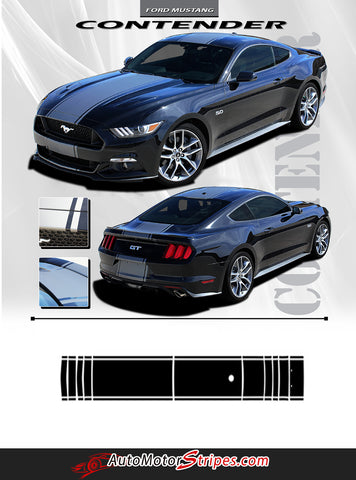 2015-2017 Ford Mustang Super Snake Contender Wide Racing Rally Stripes ...